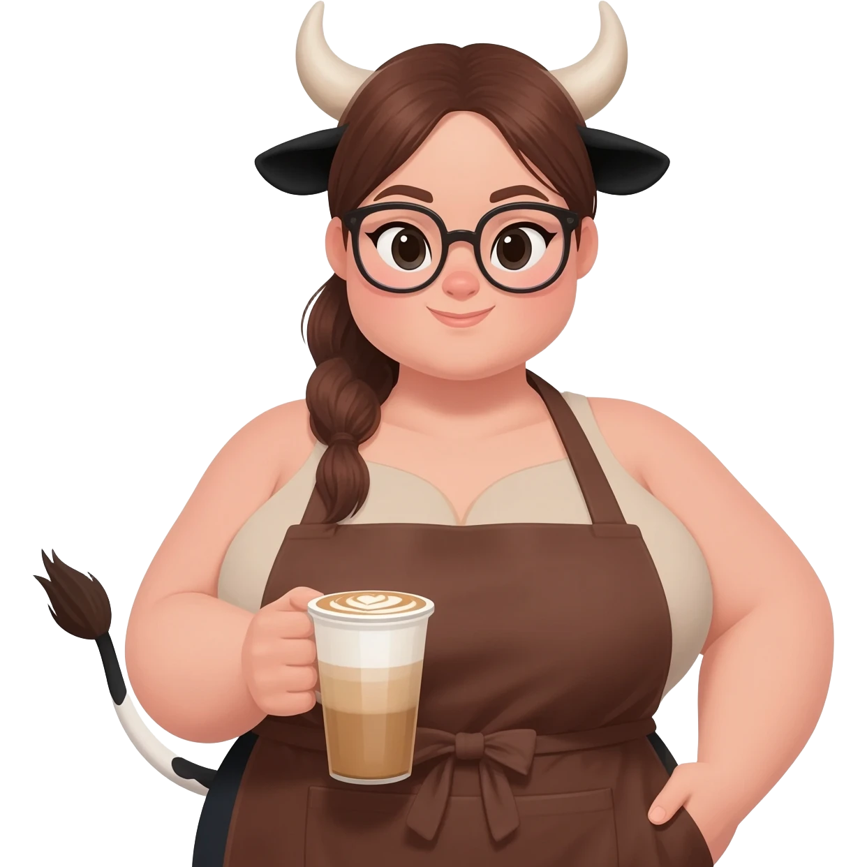 big buff woman in glasses with low ponytail with extra large fat tits ...