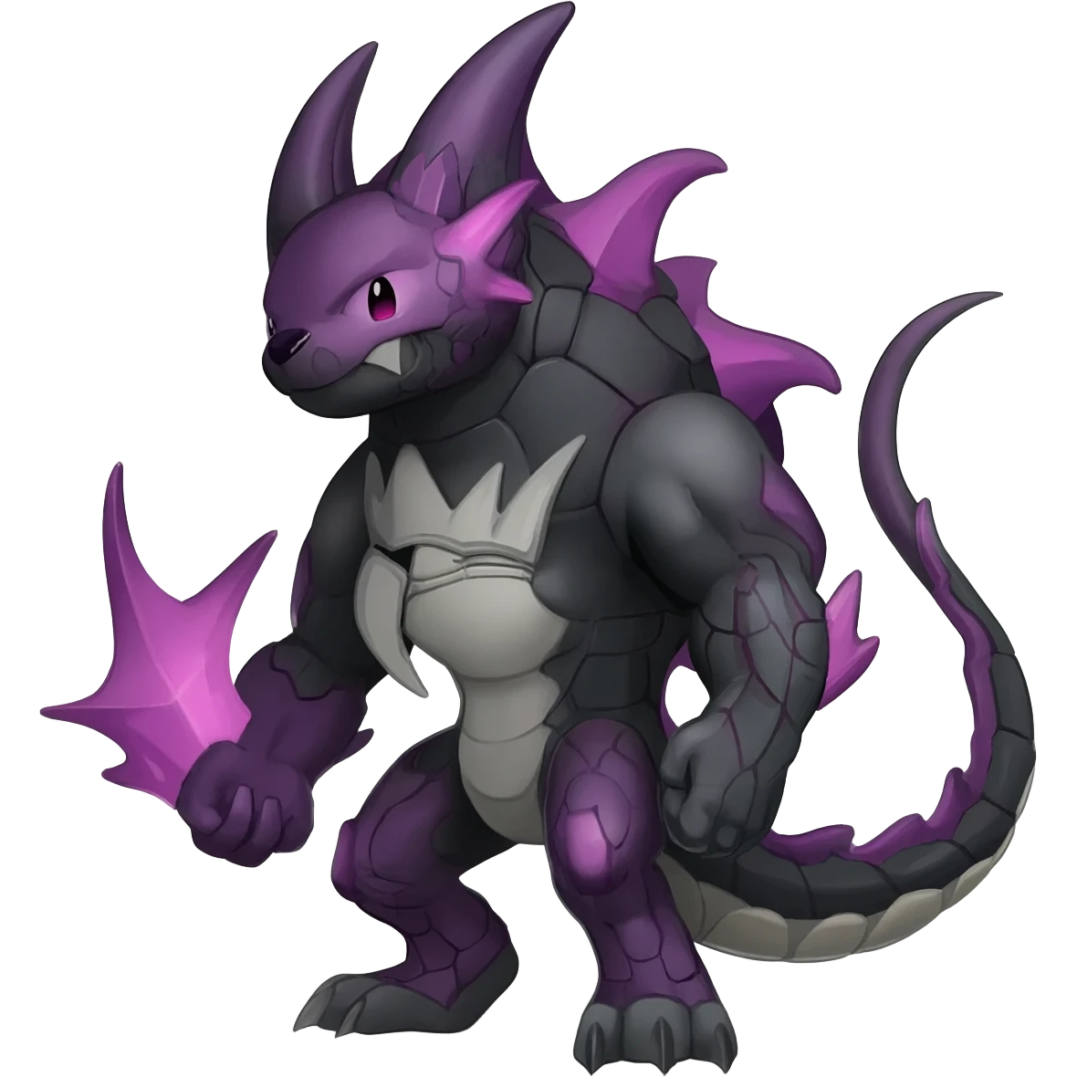 Badass edgy scaly Salandit-Darkrai-Houndoom-Litten-Zygarde-fusion-hybrid-animal-creature, full body emoji