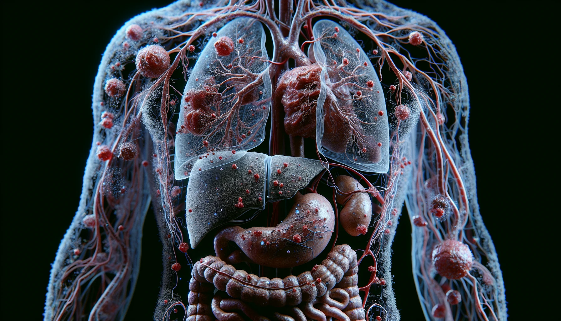 corpo umano anatomico che accumula tossine e malattie nel corpo , iperrealistico 4k emoji
