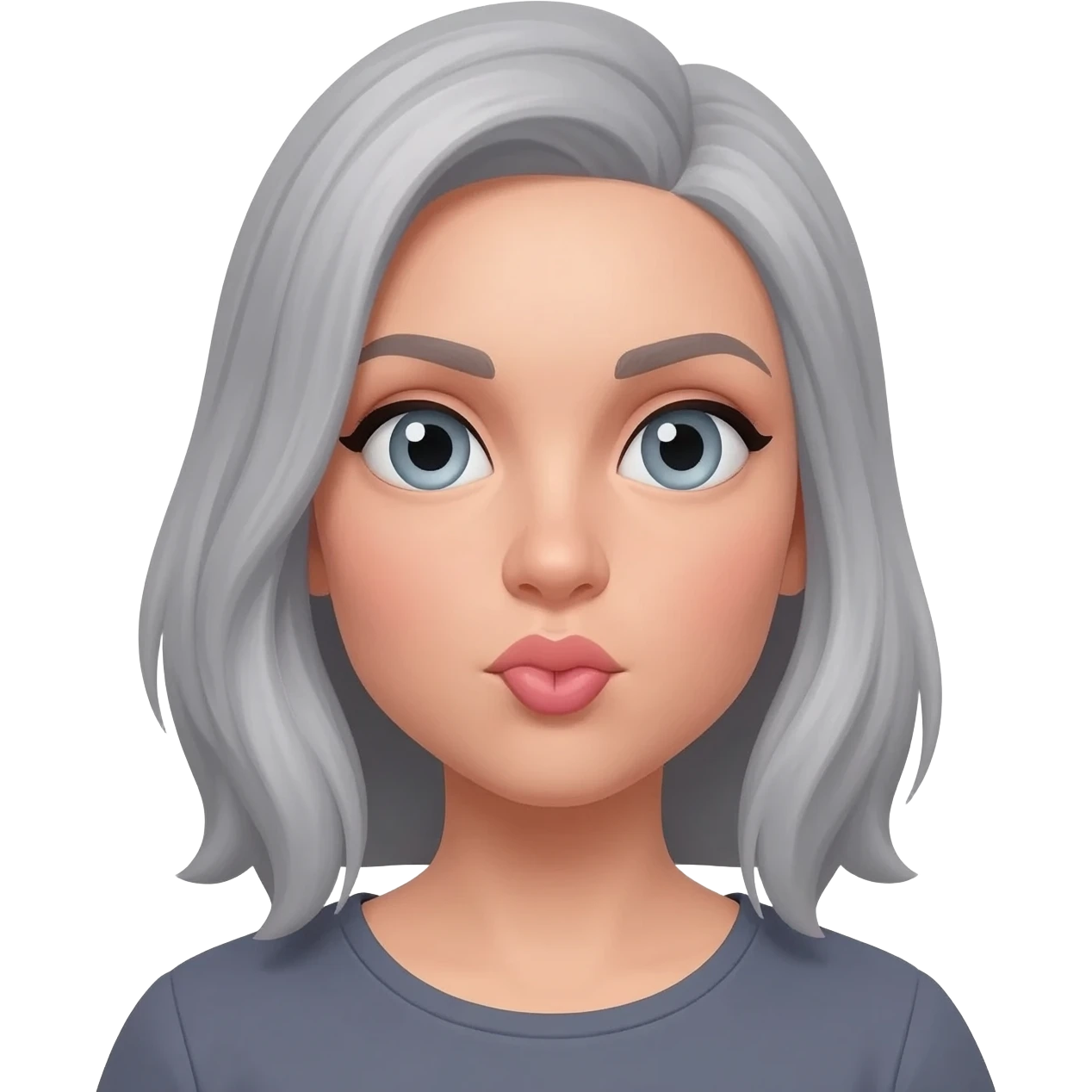Female medium length grey hair gre y blue eyes smacking herself satin Oy Vey! emoji