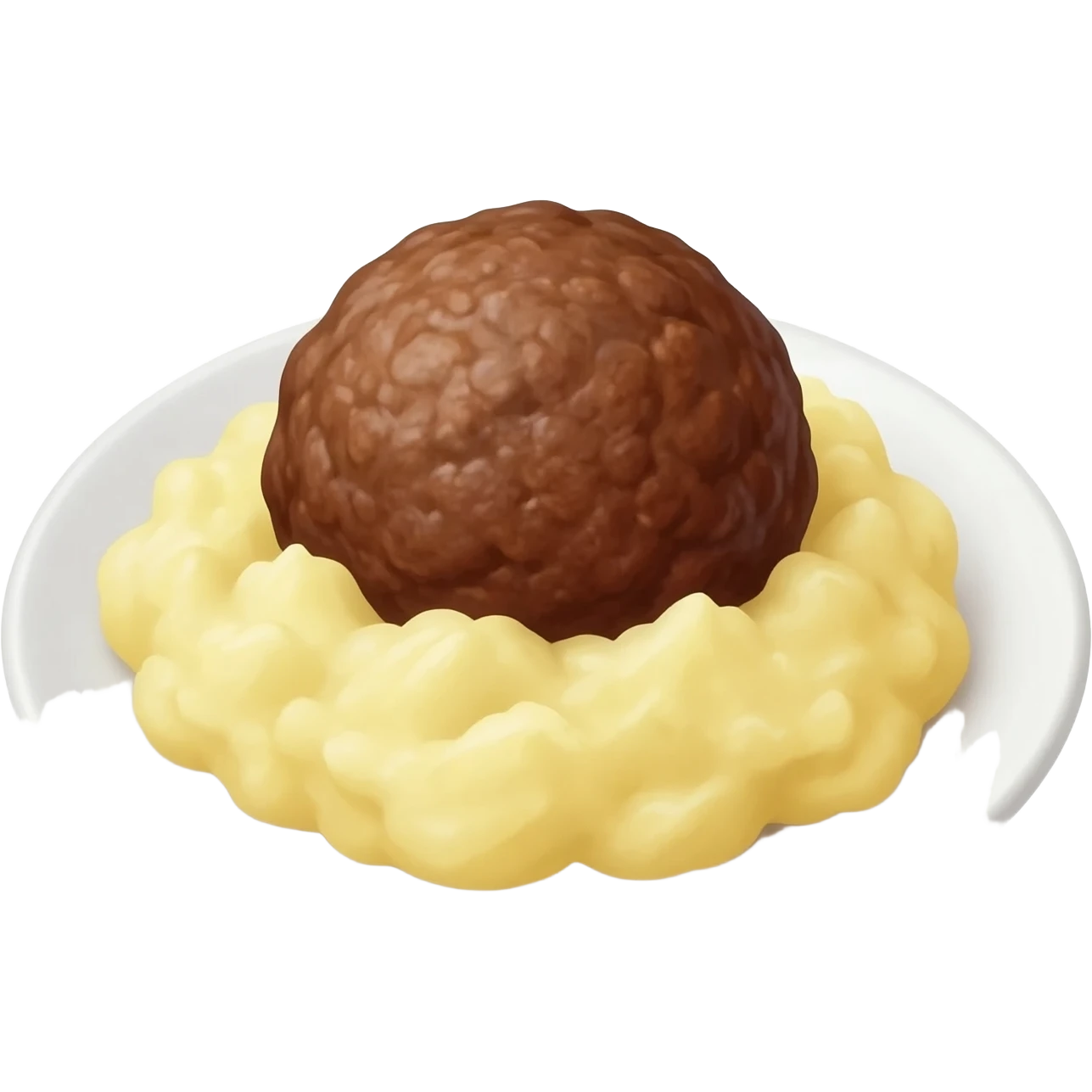 meatball and mashed potatoes on the plate emoji