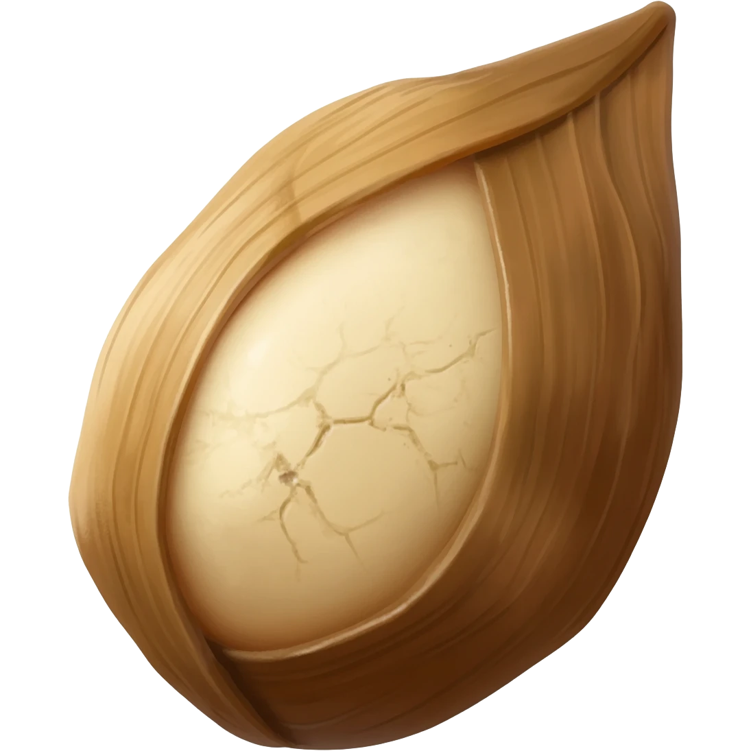 A small, oval fermented cornmeal dumpling completely wrapped in/brown leaves – West African staple, round shape often served with thick red stew or fish. emoji