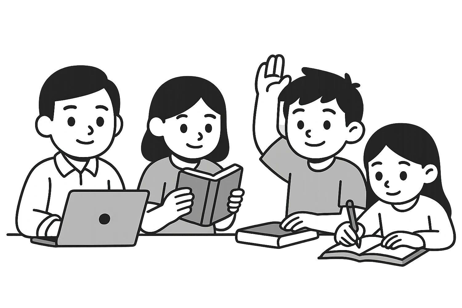 students, minimalistic, green gold and white color scheme, clean lines emoji