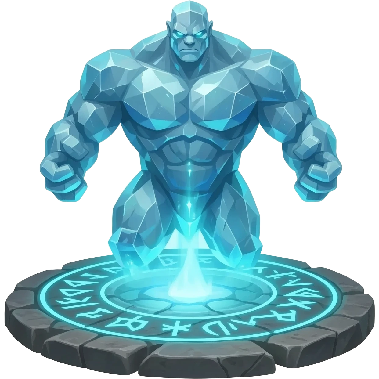 1. colossal crystal titan slowly emerging from glowing rune circle emoji