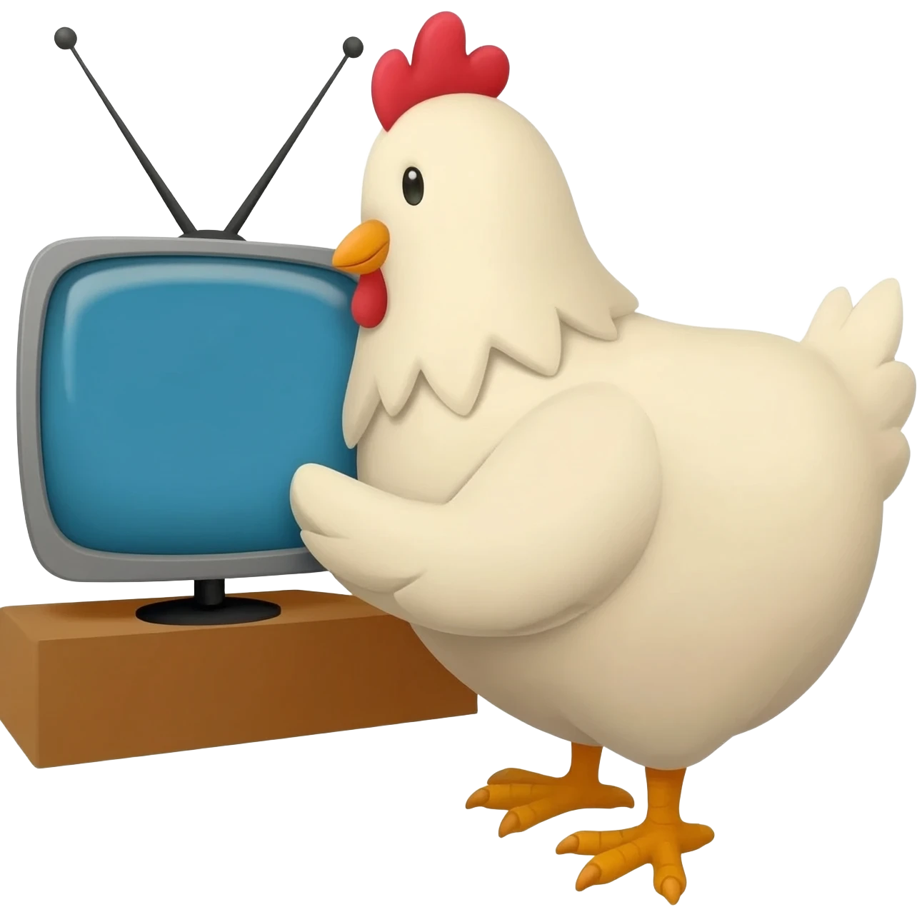 Chicken watching TV emoji