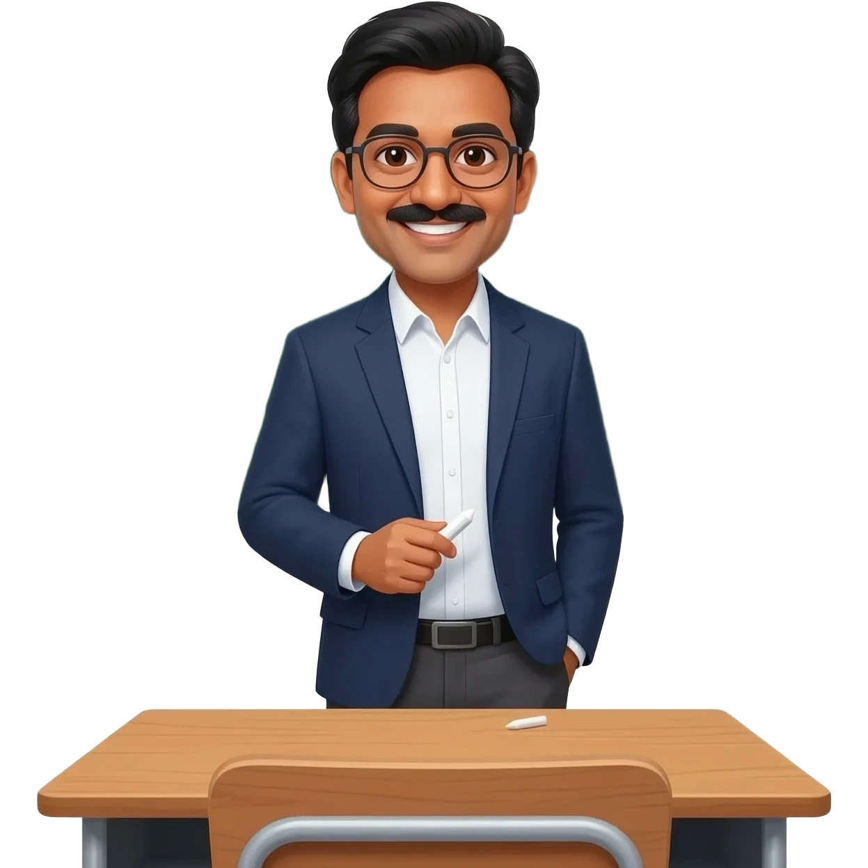 middle aged male indian primary school teacher without facial hair emoji