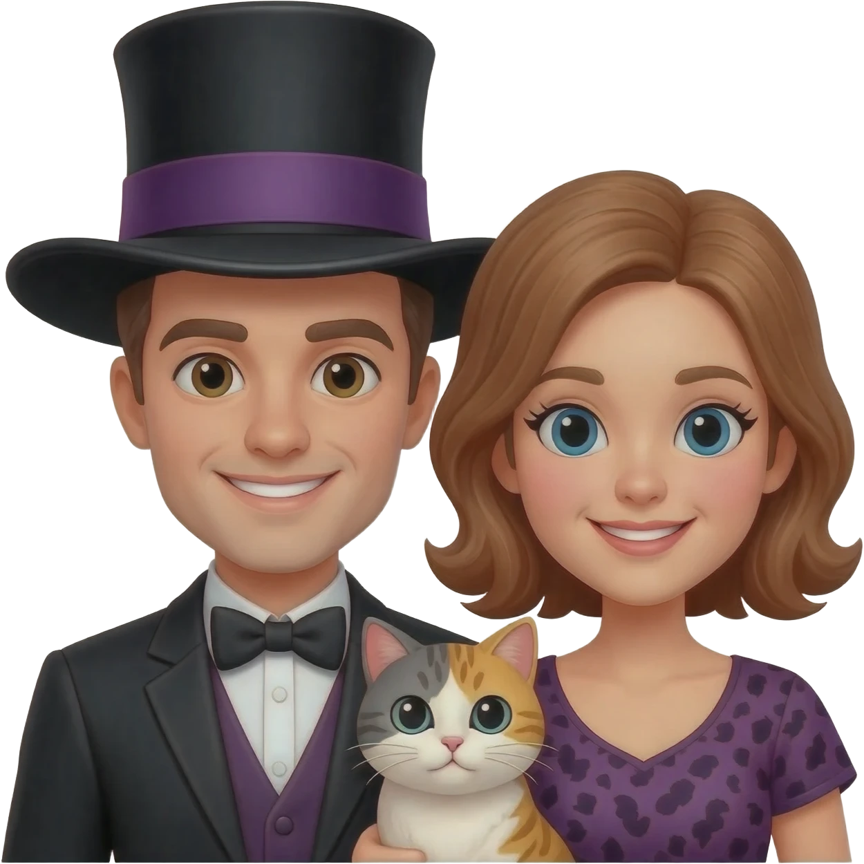 magician couple and their pet cat emoji