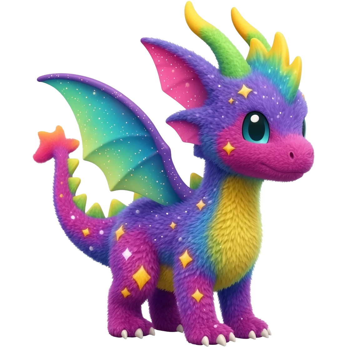 Colorful cute fuzzy realistic glittery Randomly-faerie-drake-colored sparkly exotic Fakémon-creature emoji