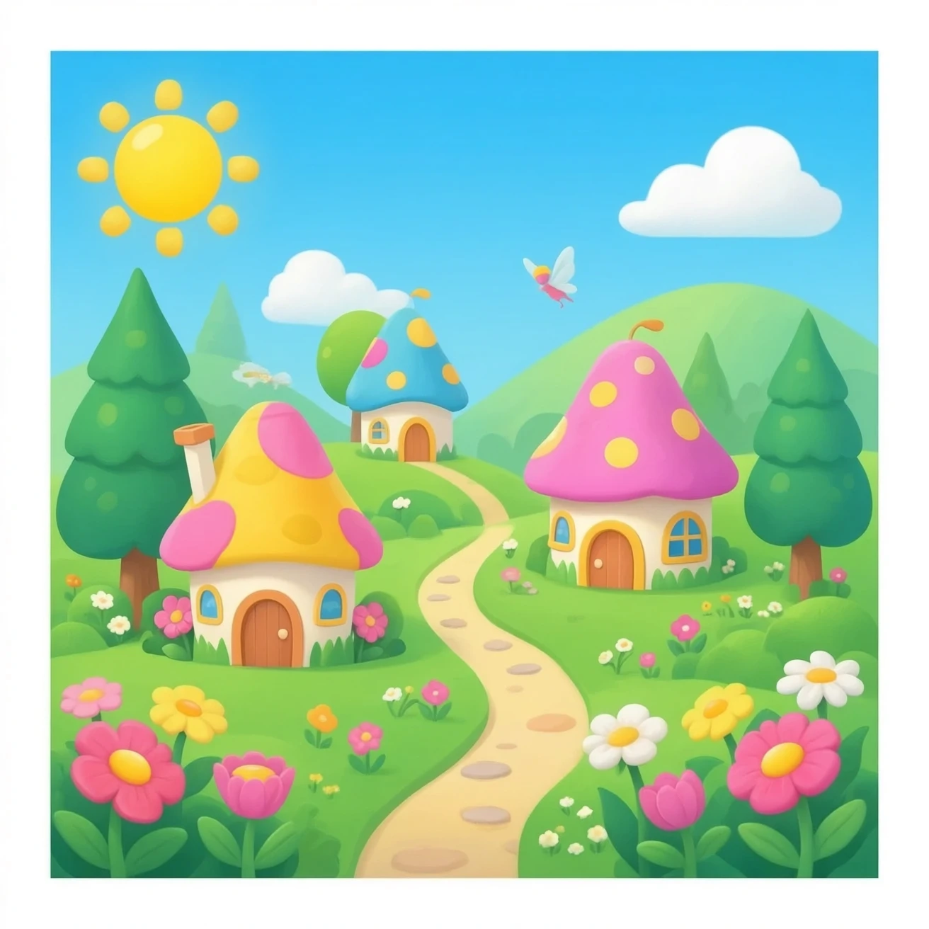 Fairy kingdom with flower houses emoji