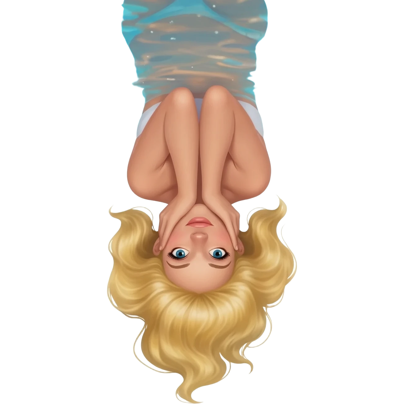 A naked woman with blonde hair in a pool and no panties and no bra emoji