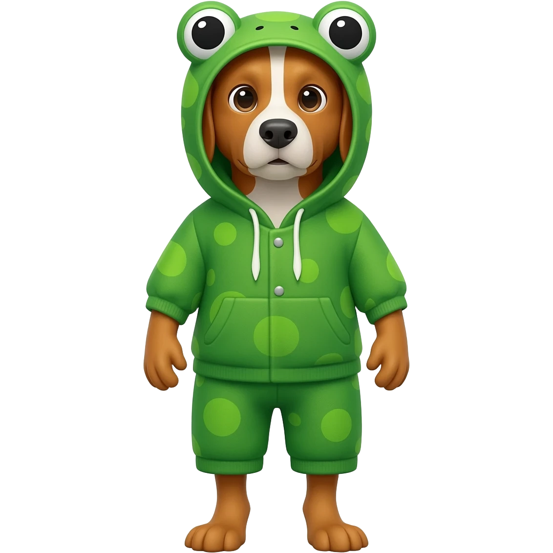 Dog wearing a frog coat emoji