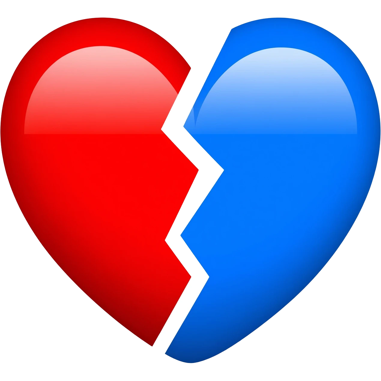 Red heart and blue heart 2 emoji mix half and generate a half red+blue emoji emoji