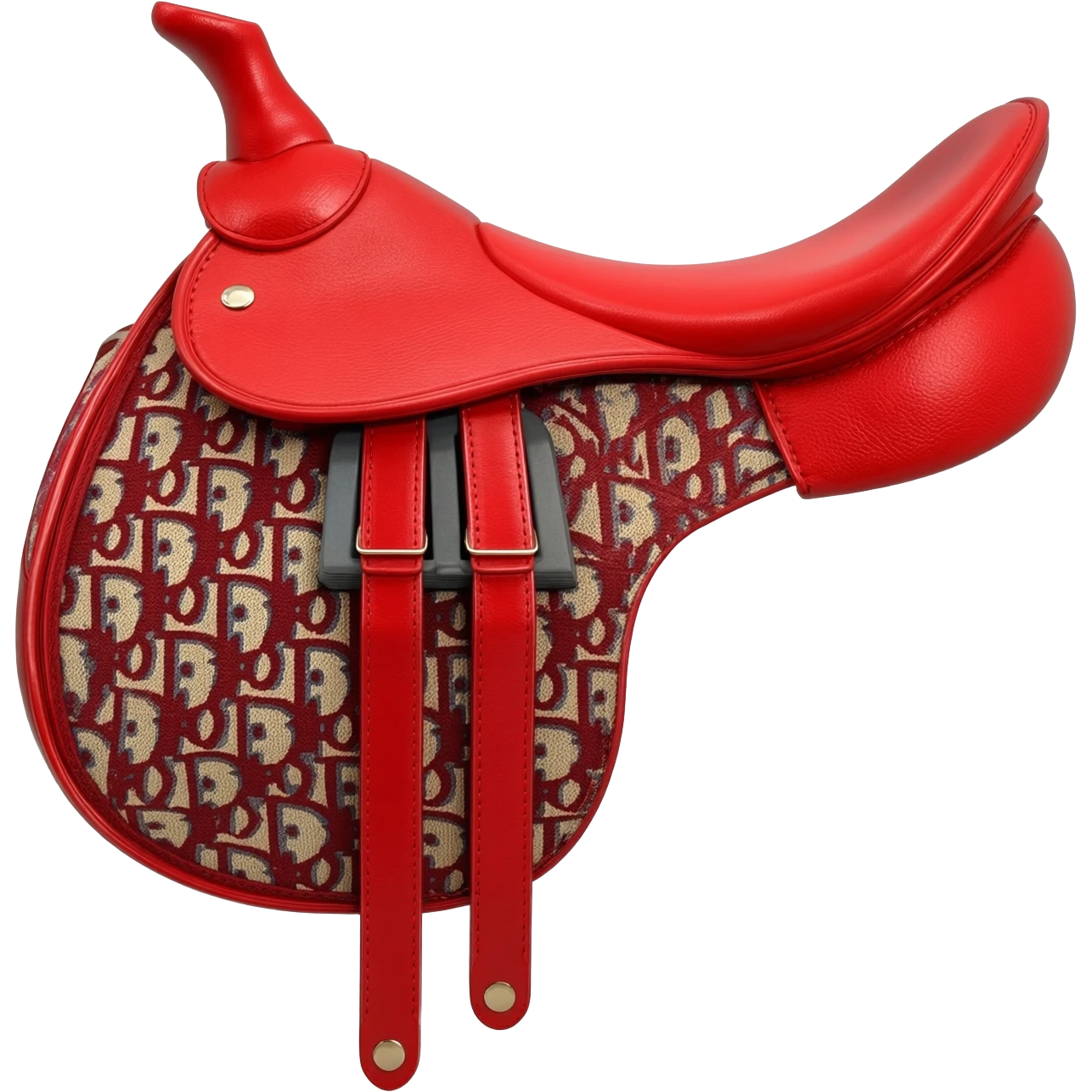 red dior printed saddle bag emoji
