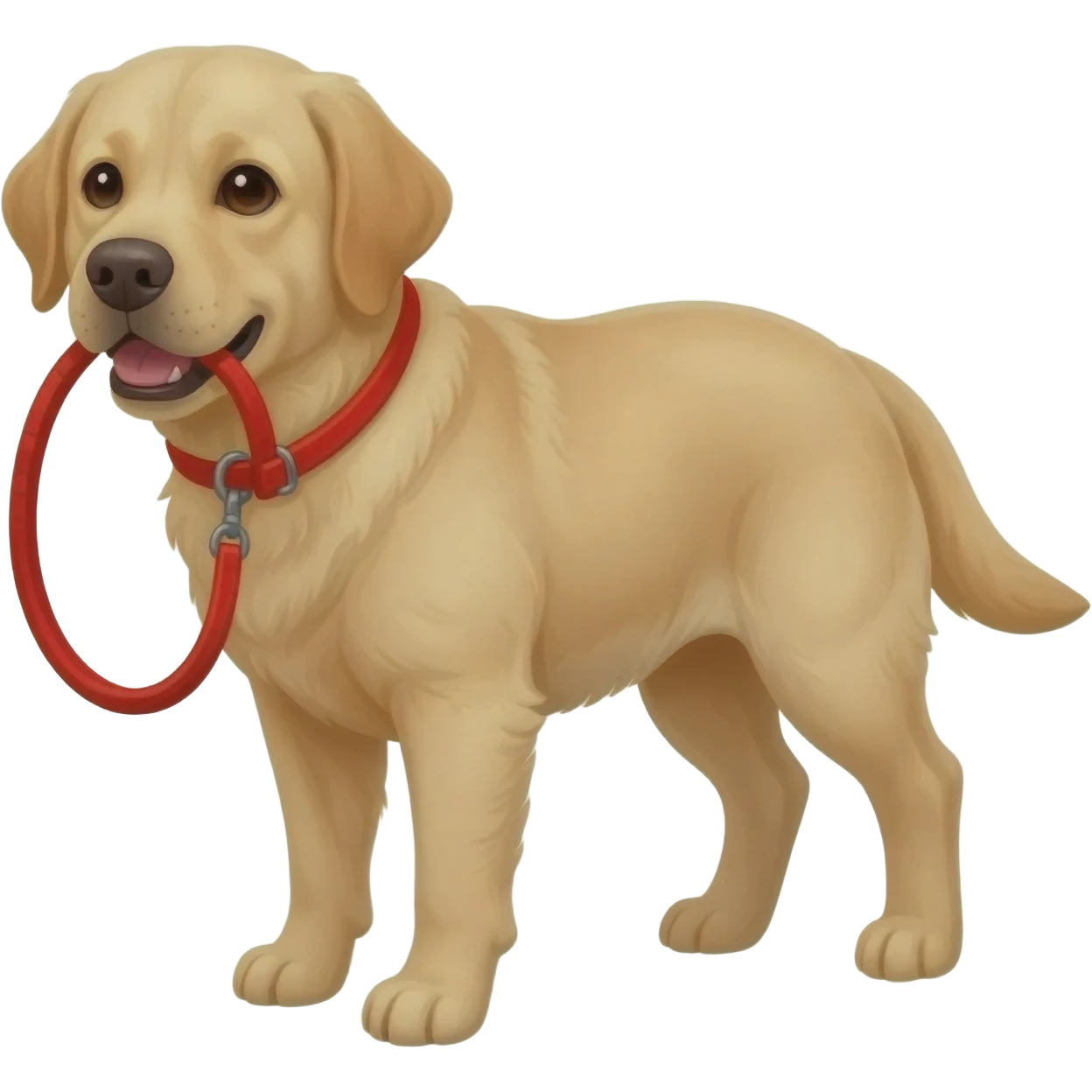 a Labrador with a leash in its mouth emoji