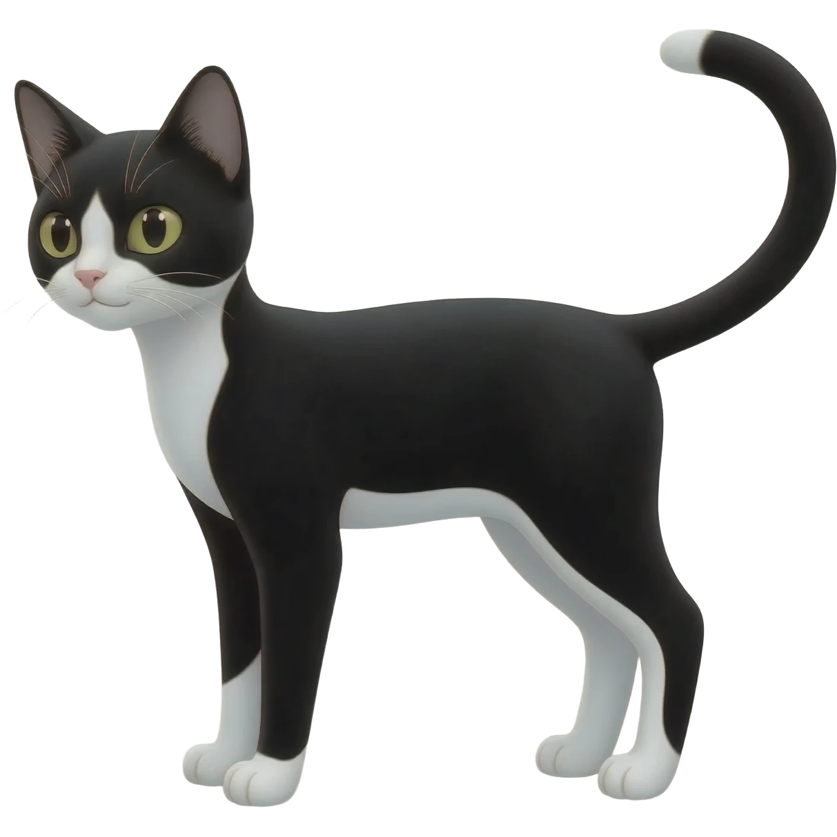 a very thin black and white cat emoji