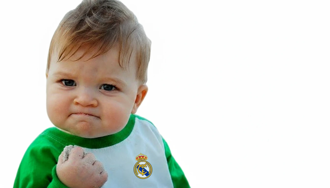 Замени голову малыша на голову мужчины. Сохрани пропорции.

Малыш также должен быть в футболке ФК "Реал Мадрид"

Прозрачный фон emoji