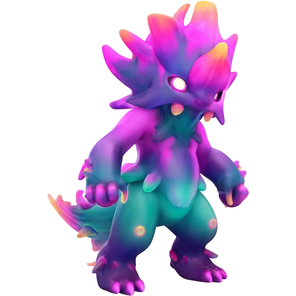 An exotic neon colorful unique bizarre eccentric Fakémon-creature (full body) emoji