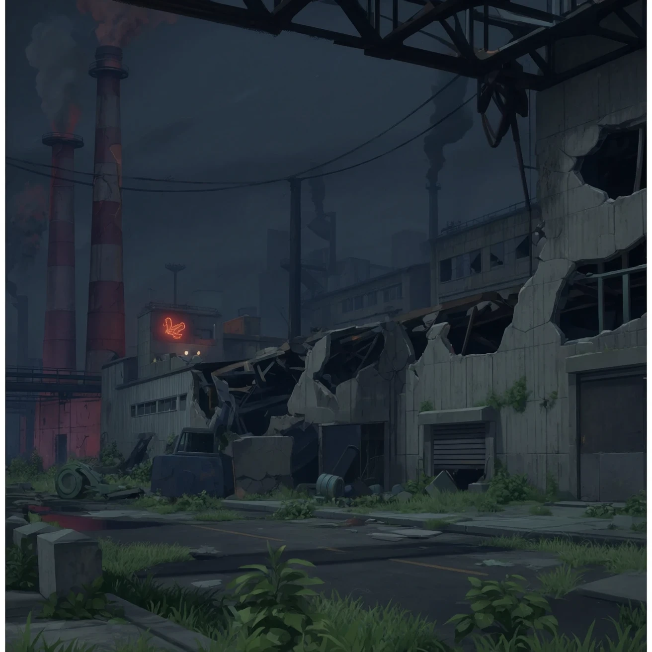 una fabrica bombardeada emoji