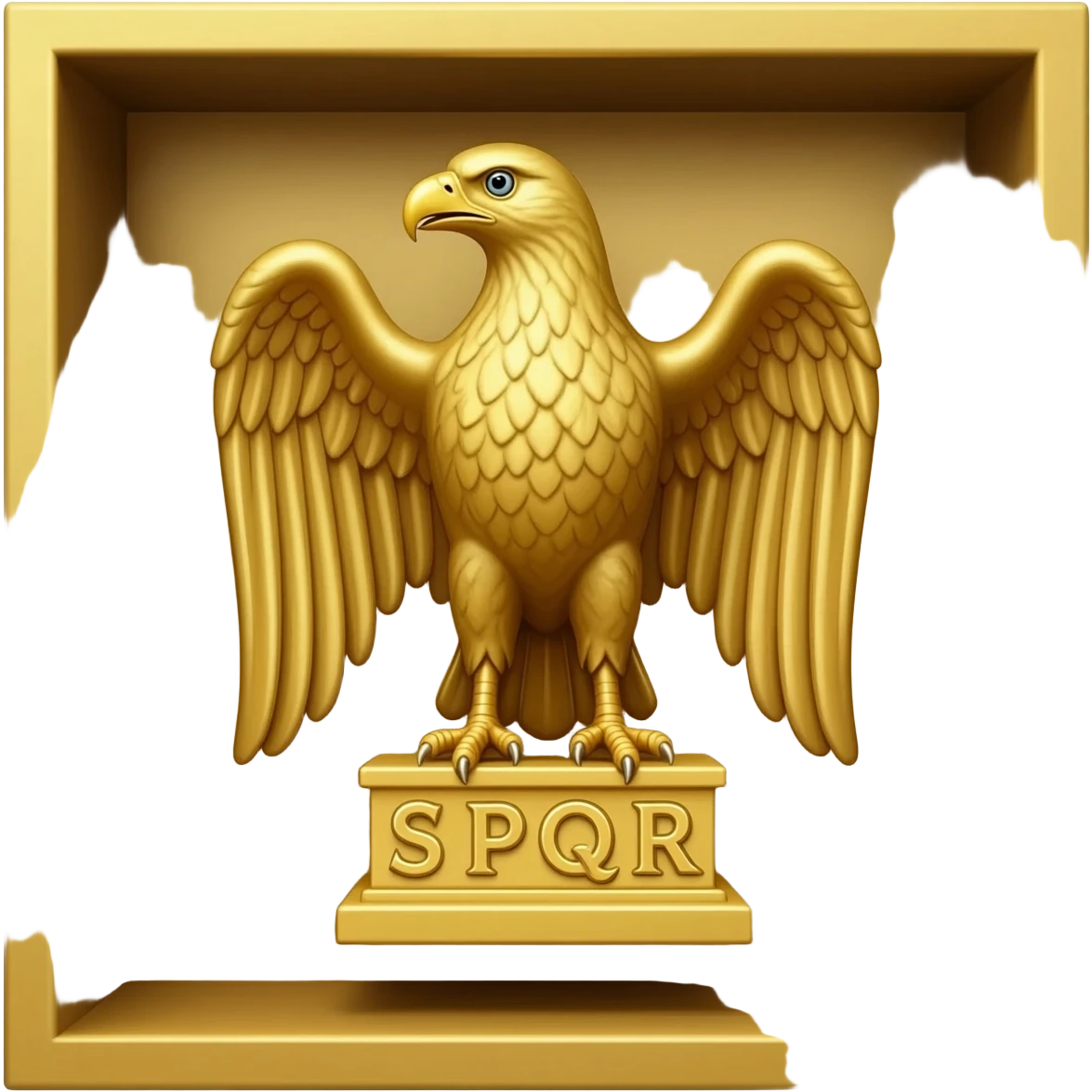 roman eagle with the letters "S P Q R" on the bottom in a golden box emoji