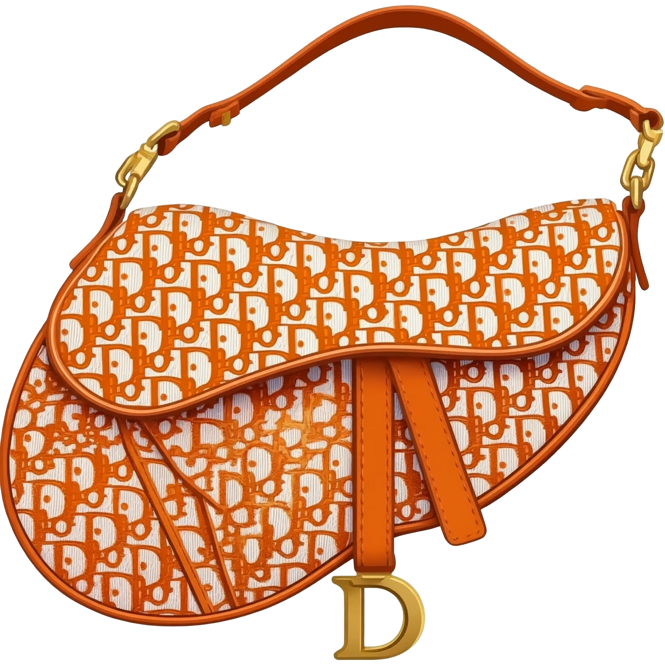 orange dior printed saddle bag emoji