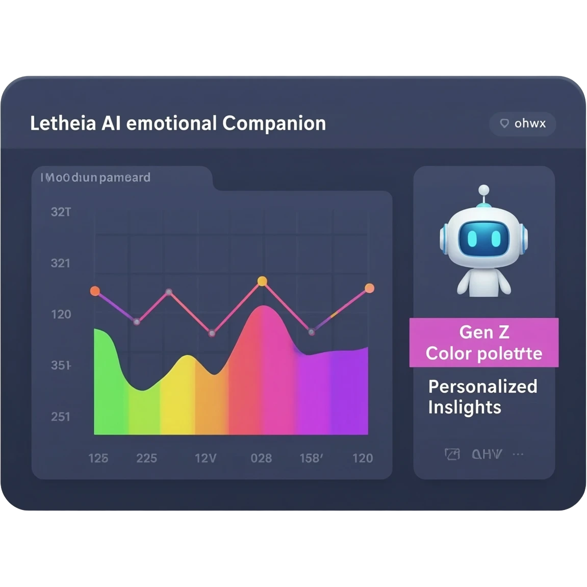 it is for a "Welcome & Why We’re Here" slide for a team meeting about Letheia™, an AI-powered emotional companion designed for daily reflection. Used for Gen Z to track their moods, map patterns, and receive personalized insights. emoji