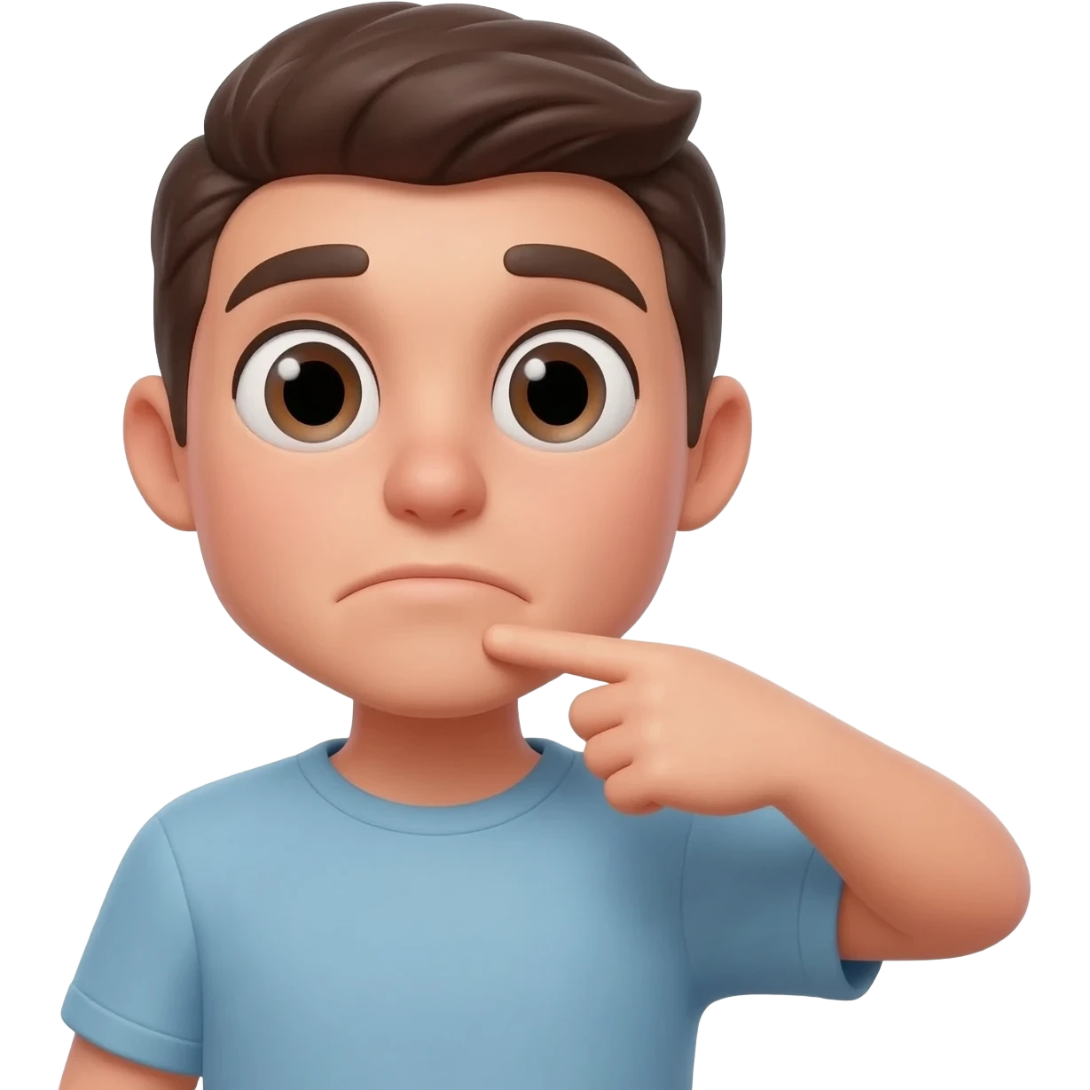 Emoji pointing at his jawline showing that hes mewing emoji