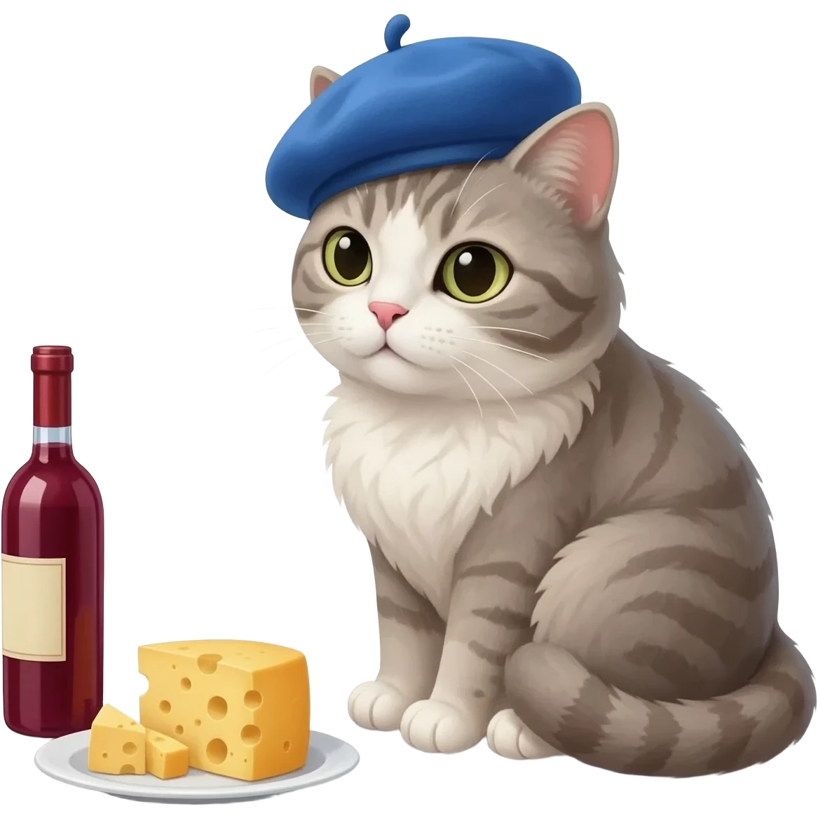 cat with beret wine and cheese emoji