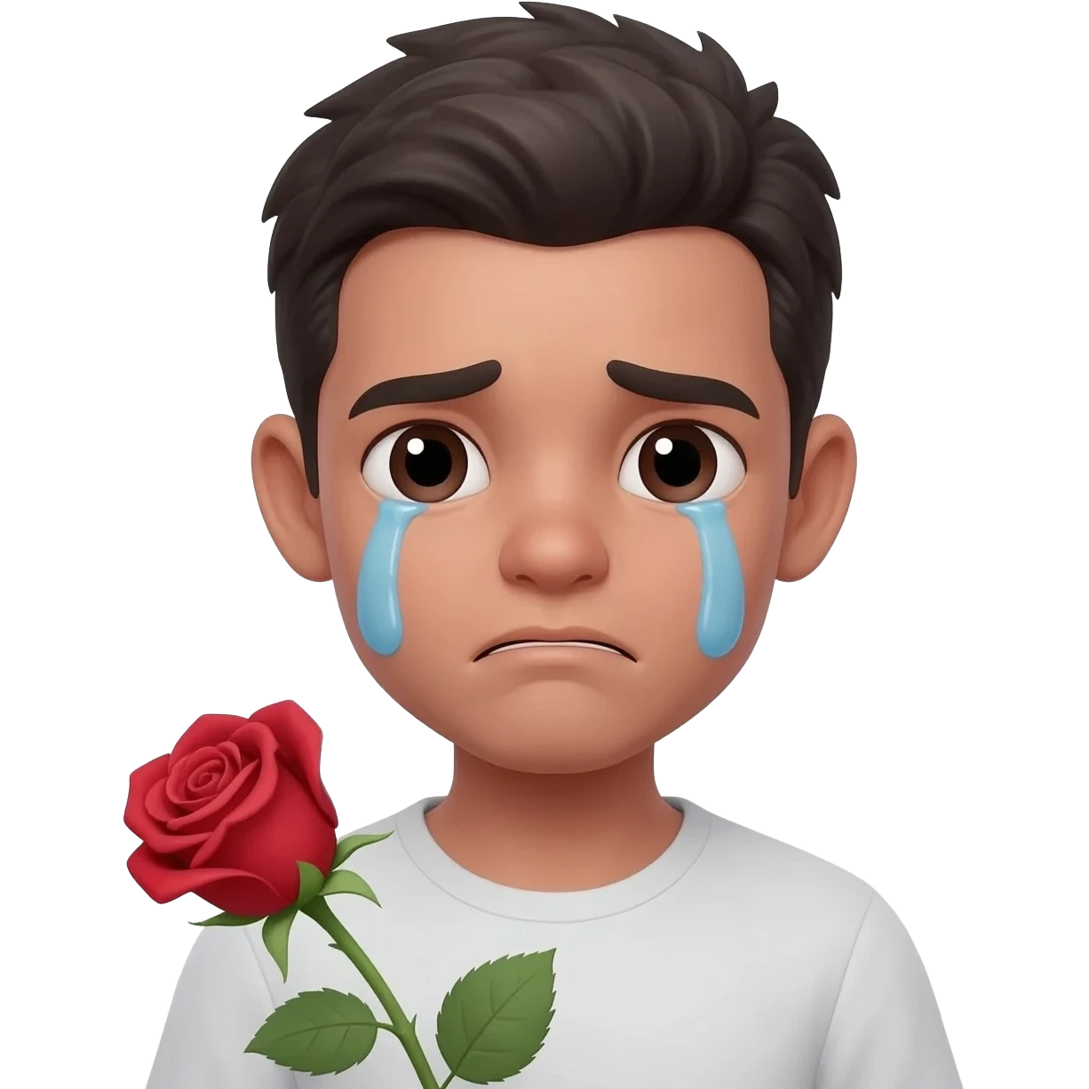 Crying + hand rose emoji