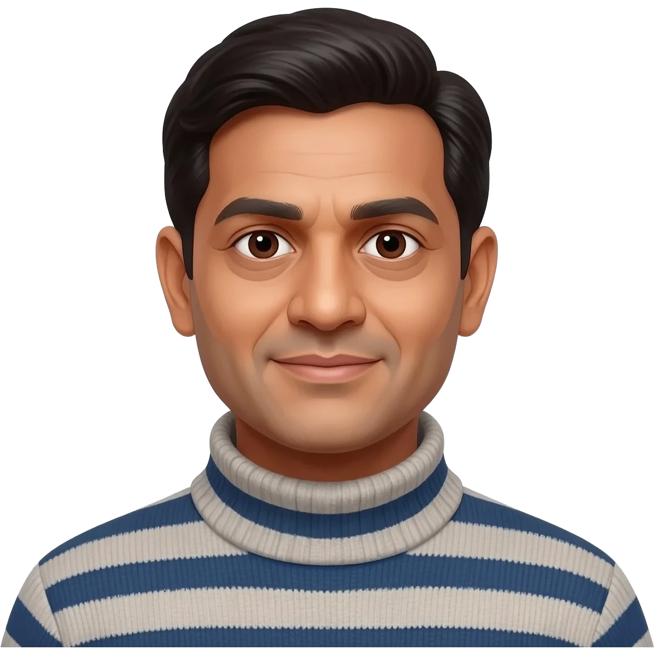middle aged male indian primary school teacher without a moustache wearing a thick roller-neck jumper emoji