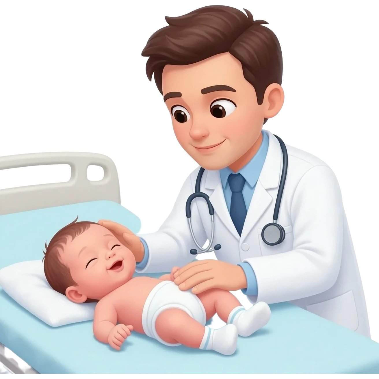 Una Doctora pediatra atendiendo un bebe emoji
