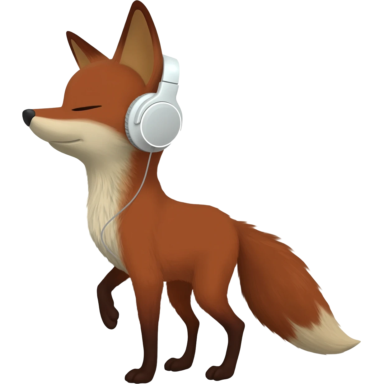 Kulaklik dinleyen tilki emoji