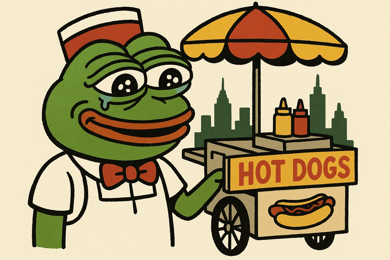 hotdog seller in New York with cart emoji