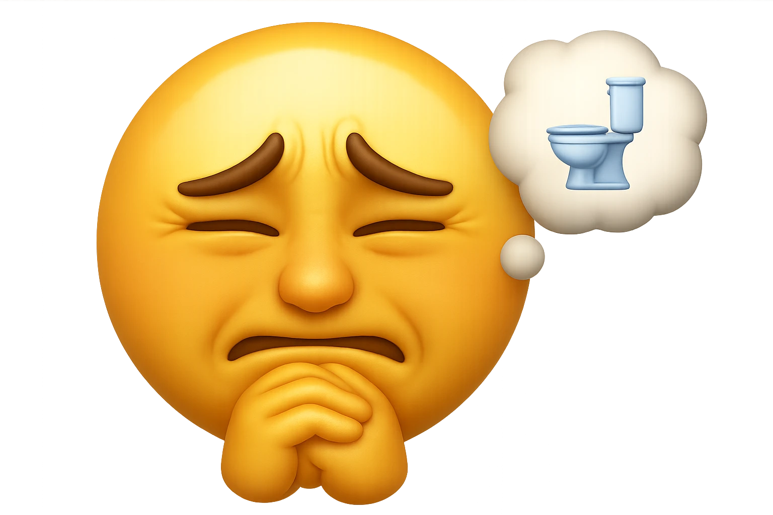 emoji stile iphone che riguarda l'argomento "stipsi/andrò al bagno oggi?", iperrealistico 4k emoji