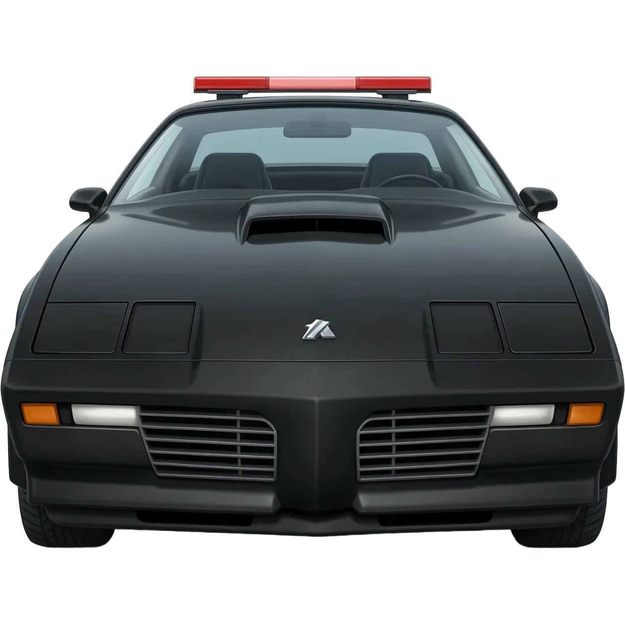 KITT the black Trans Am from the Knight Rider TV show with the scanner bar of red lights at the front of the hood emoji