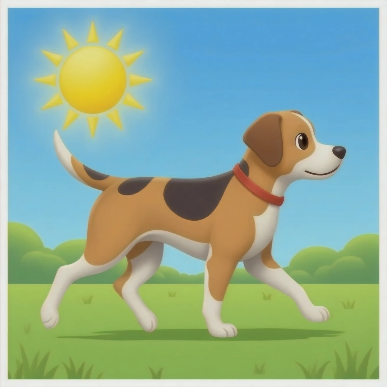 The dog is walking in the blazing sun and is very hot. emoji