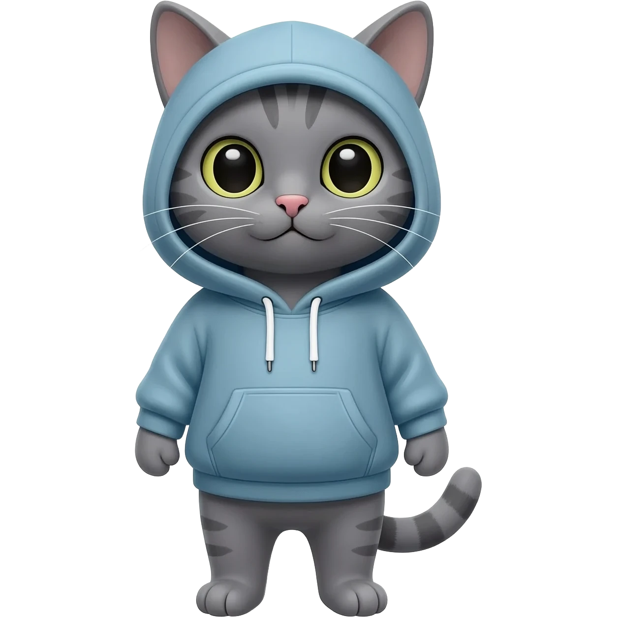 Grey cat with a hoodie on emoji