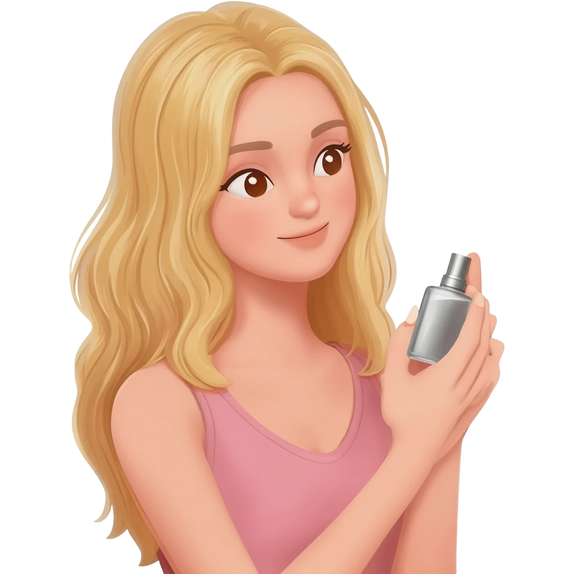 haz una chica rubia aplicandose perfume emoji