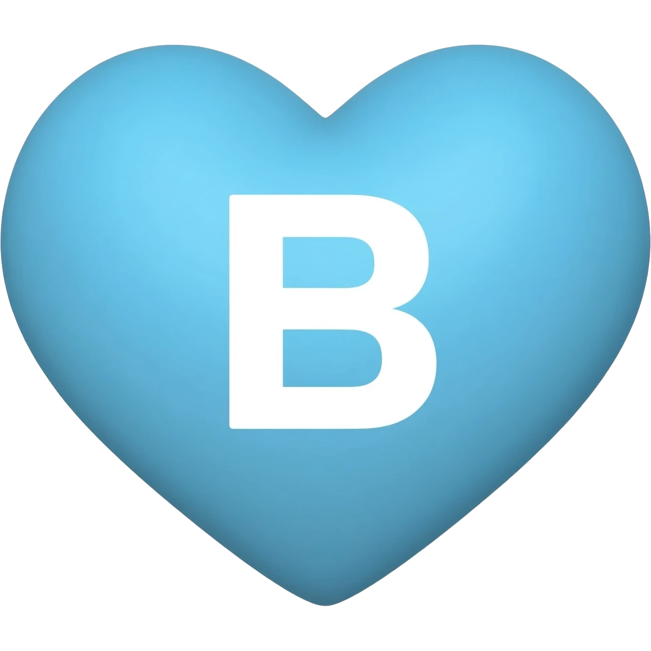 A baby blue heart with the letter B inside of it emoji