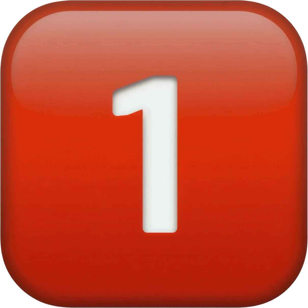 "3D premium,3D rounded-square icon in strong RED with a beveled edge, bold serif white letter '1'centered, strong specular highlights, inner glow, 1024x1024, png" emoji