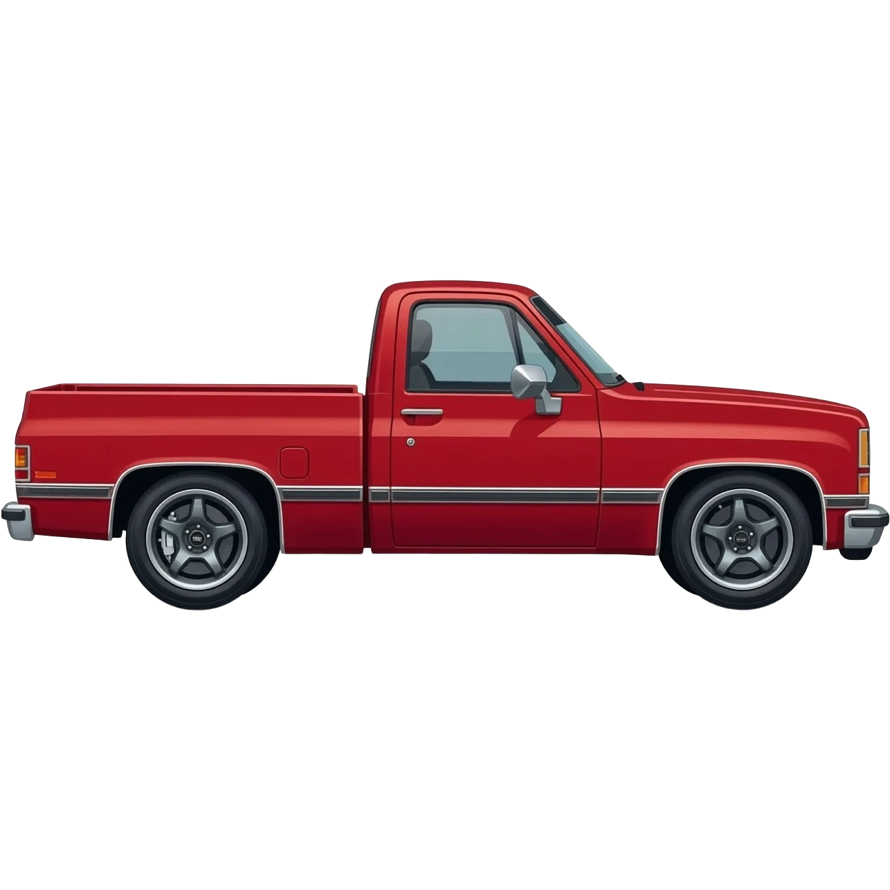 1987 c10 red with race wheels and nitto tires emoji