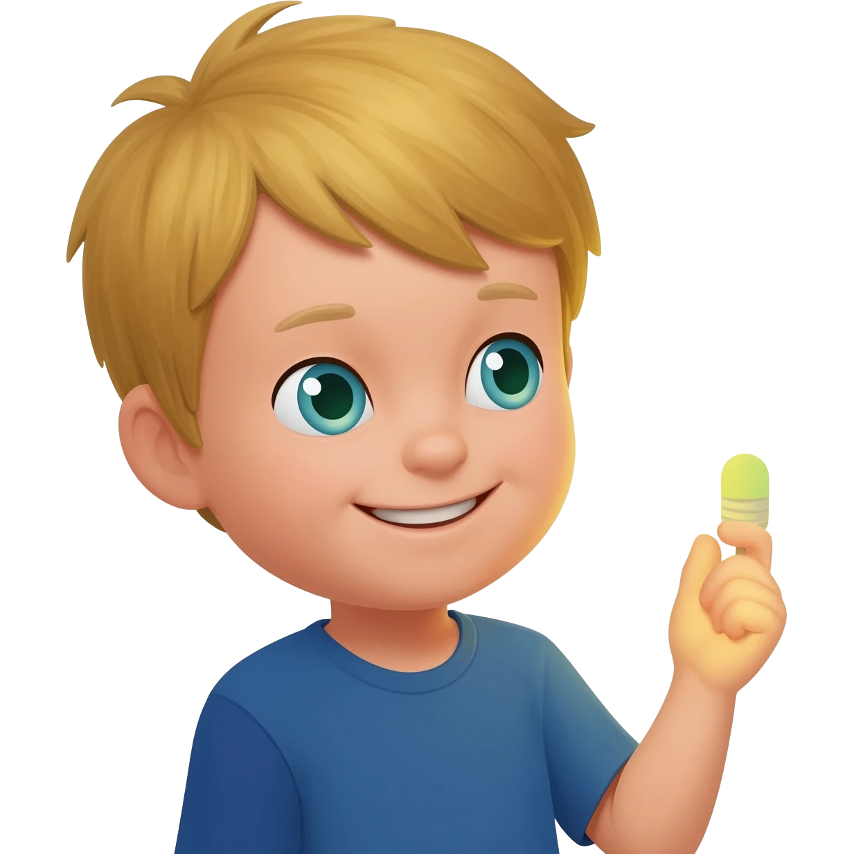 Create an emoji of the same blonde 3 year old as the first one you did. A happy boy with blue-greenish eyes turning off the lights to go to sleep emoji