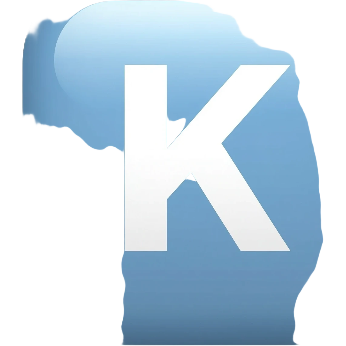 "3D premium,3D rounded-square icon in strong soft blue with a beveled edge, bold serif white letter 'K'centered, strong specular highlights, inner glow, 1024x1024, png" emoji