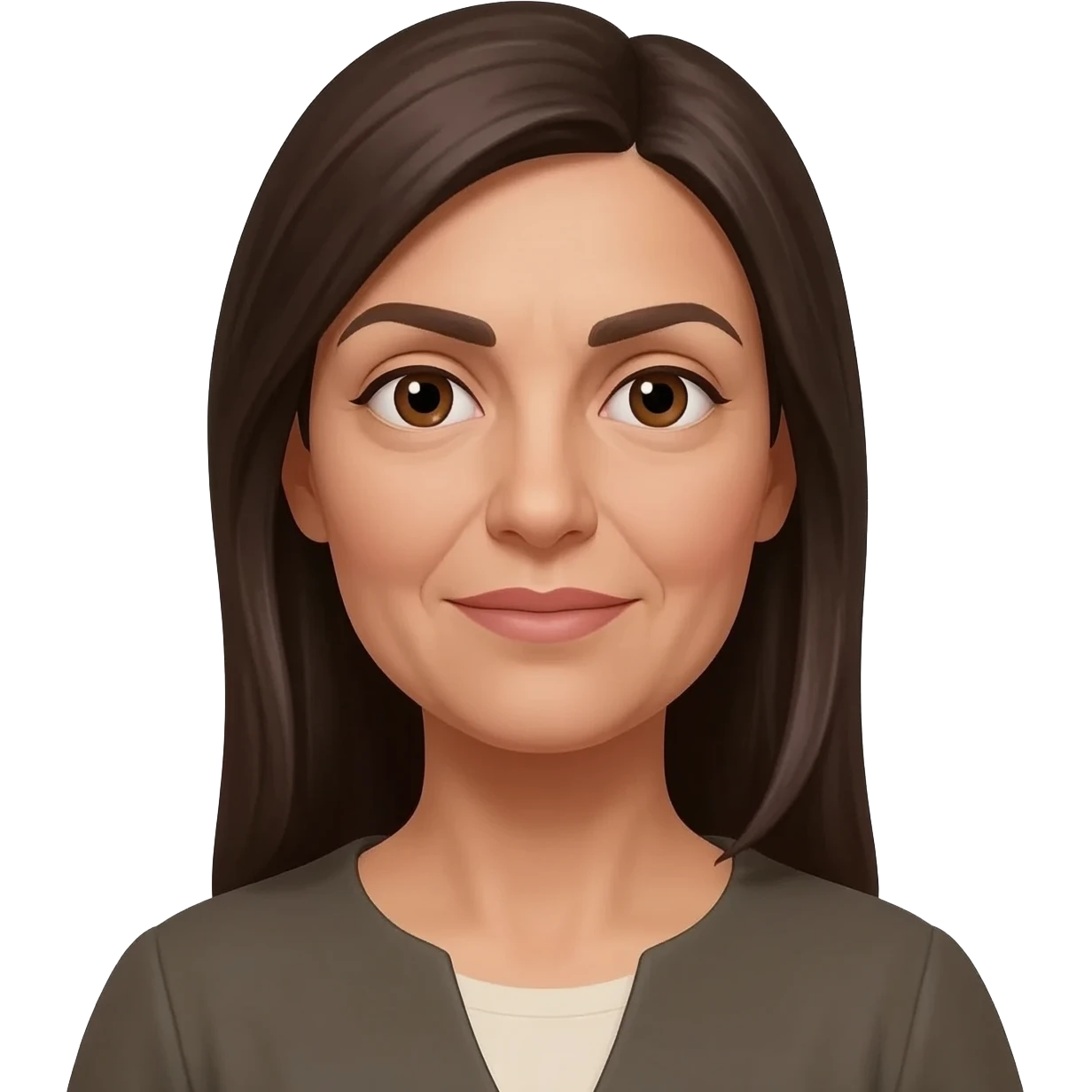 femme algérienne mince peau claire yeux marrons 64 ans cheveux longs lisses emoji