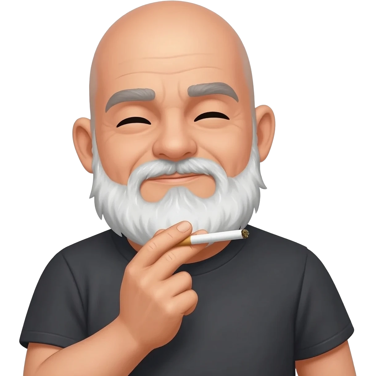 Bald man with white beard smoking Weed joint emoji