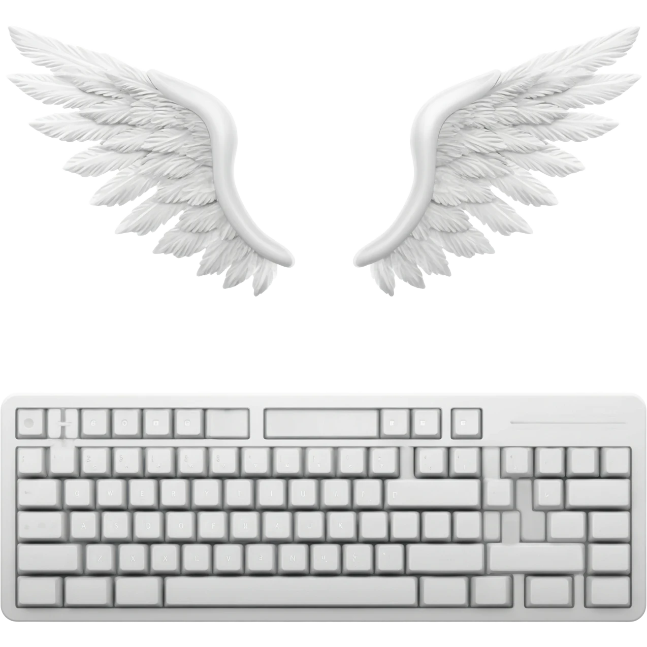 Two angel wings separate white for keyboard emoji