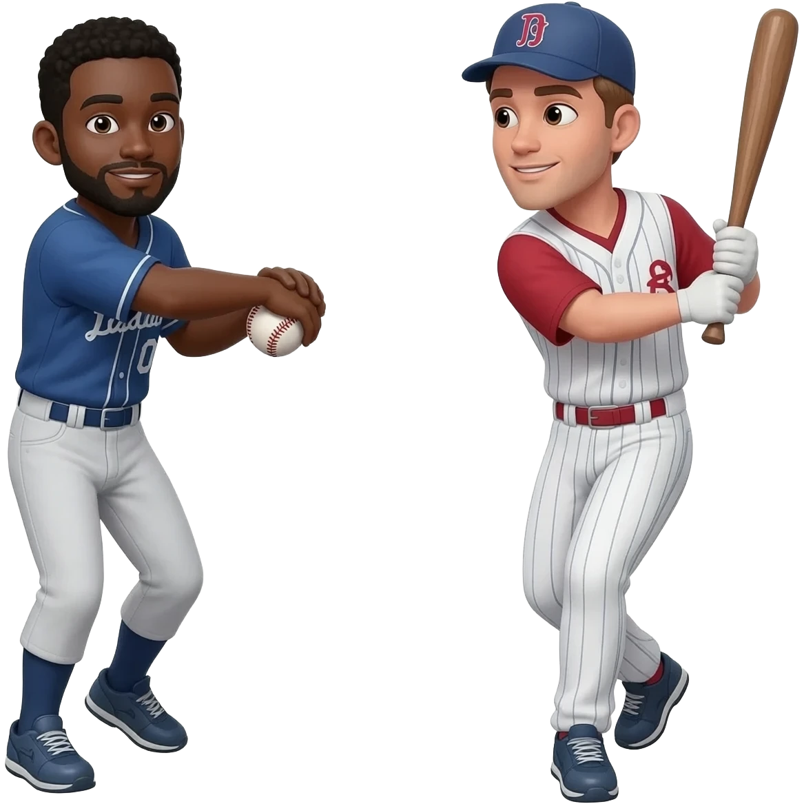 dos amigos jugando baseball hombres moreno y blanco emoji