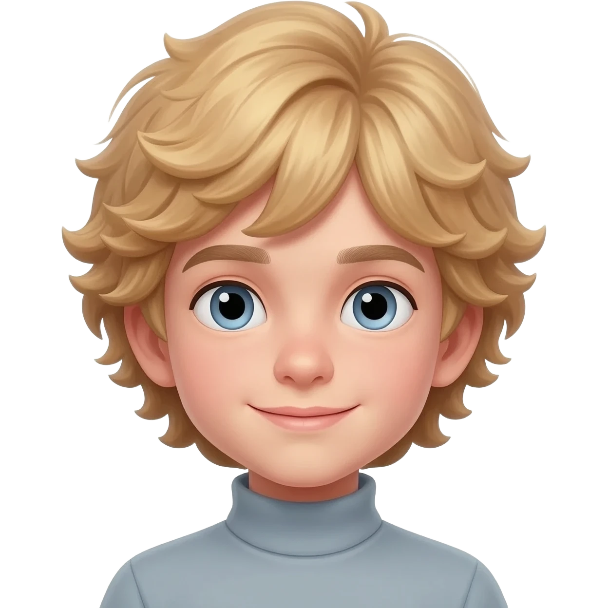 boy with the blonde  wavy hair , detailed turtleneck emoji