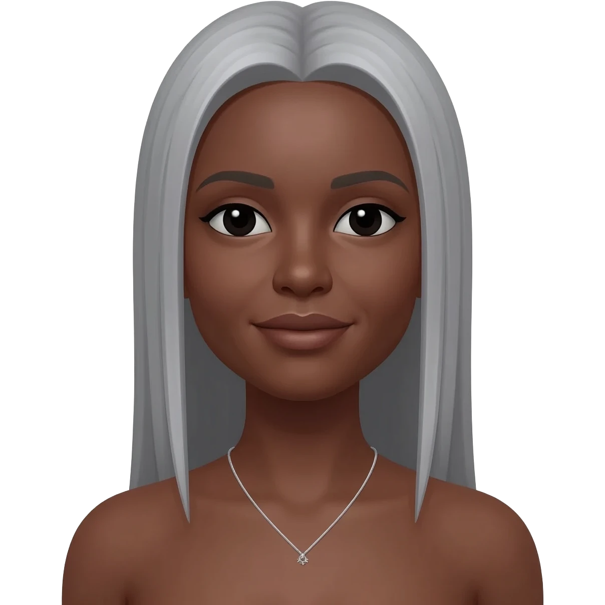 Gray hair  black woman longer straight hair emoji