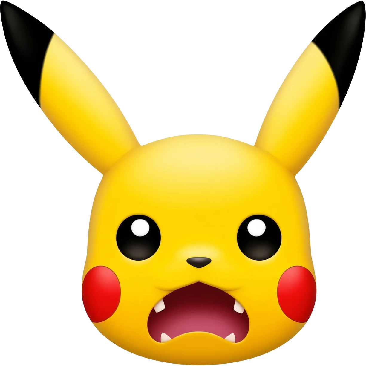 Pikachu horrified face with white background emoji