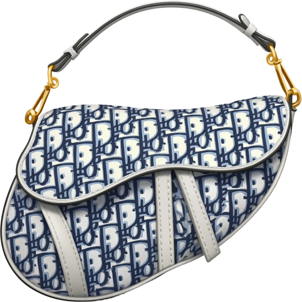 white dior printed saddle bag emoji
